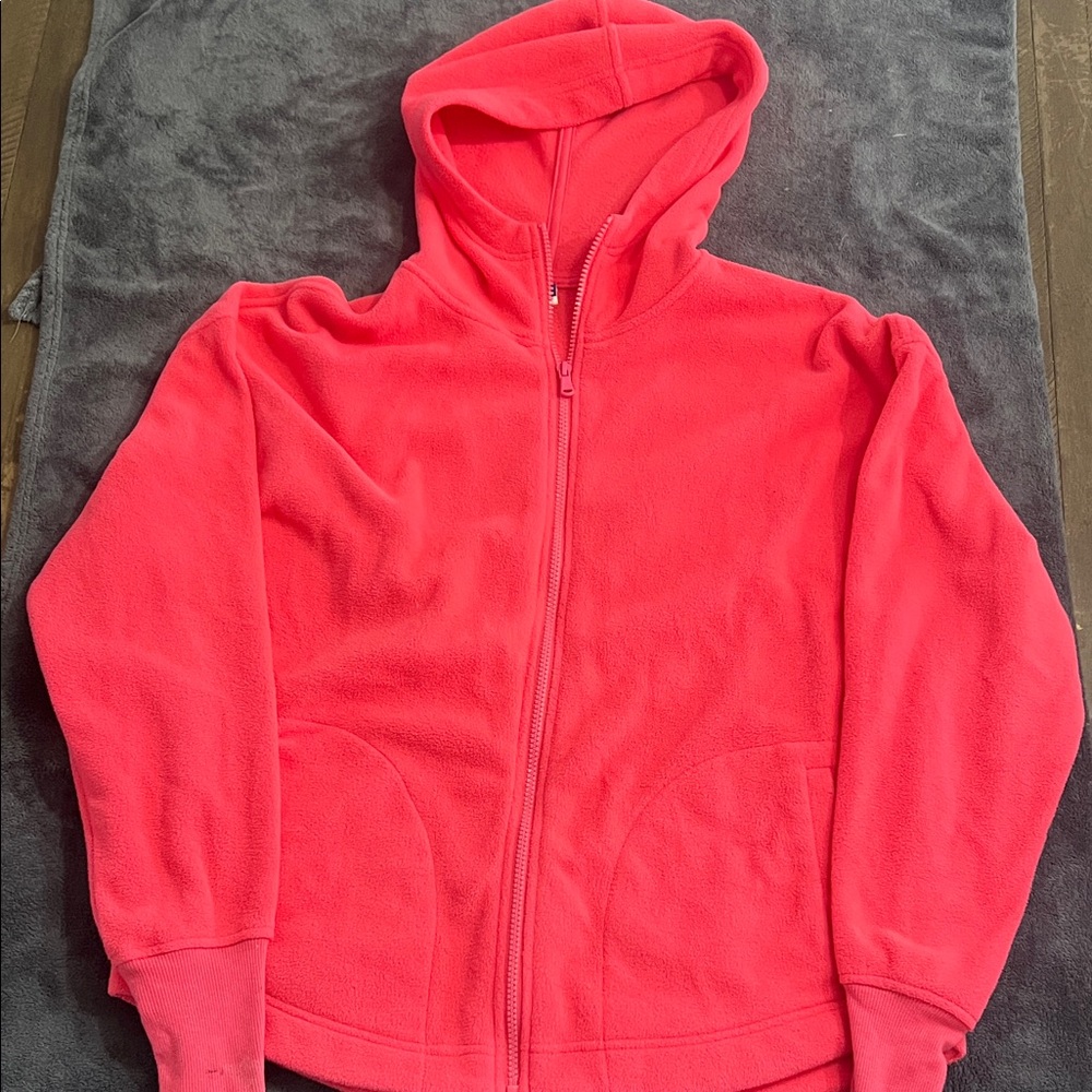 Old Navy Kids Zip-Up Hooded Fleece Jacket in Bright Coral Pink